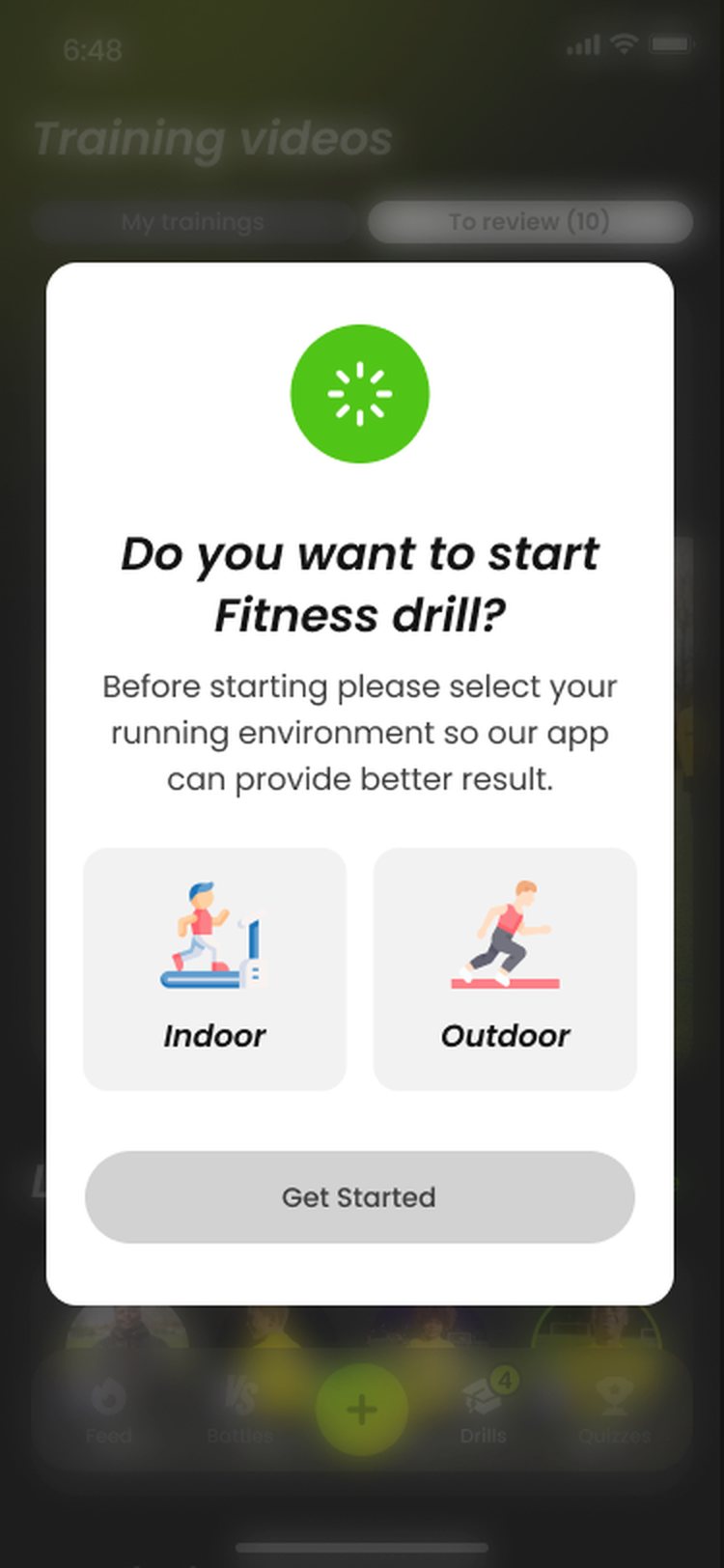 Tekkers app: Stamina screen